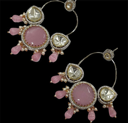 Chand Ali Earrings With Foil Stones and Kemp Stones