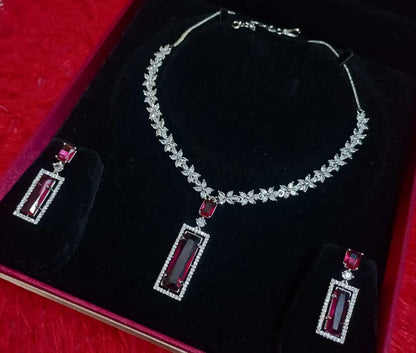 Beautiful Solatier CZ Necklace Set With Earrings