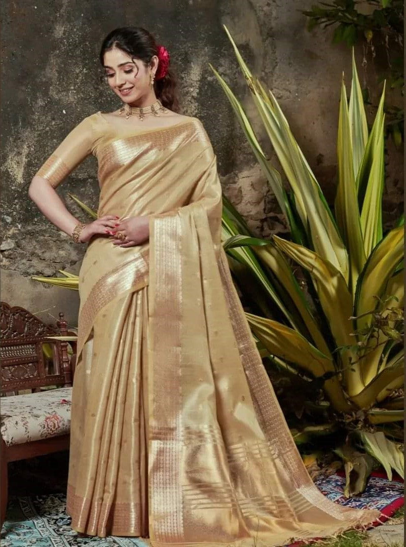 Soft Tissue Silk Saree With Zari Woven