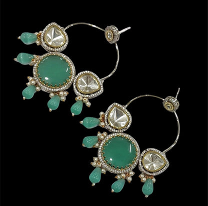 Chand Ali Earrings With Foil Stones and Kemp Stones