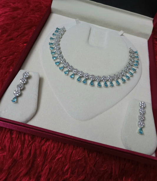 Simple CZ Solatier Neckalace Set For Party Wear