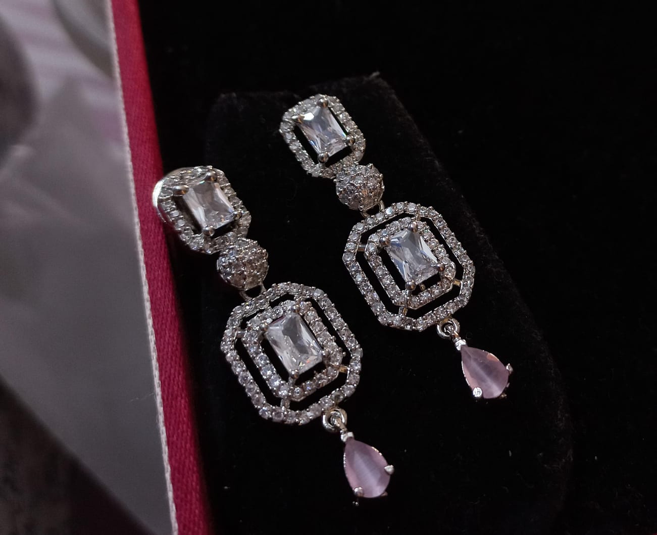 Beautiful CZ Doublet Pattern Earrings