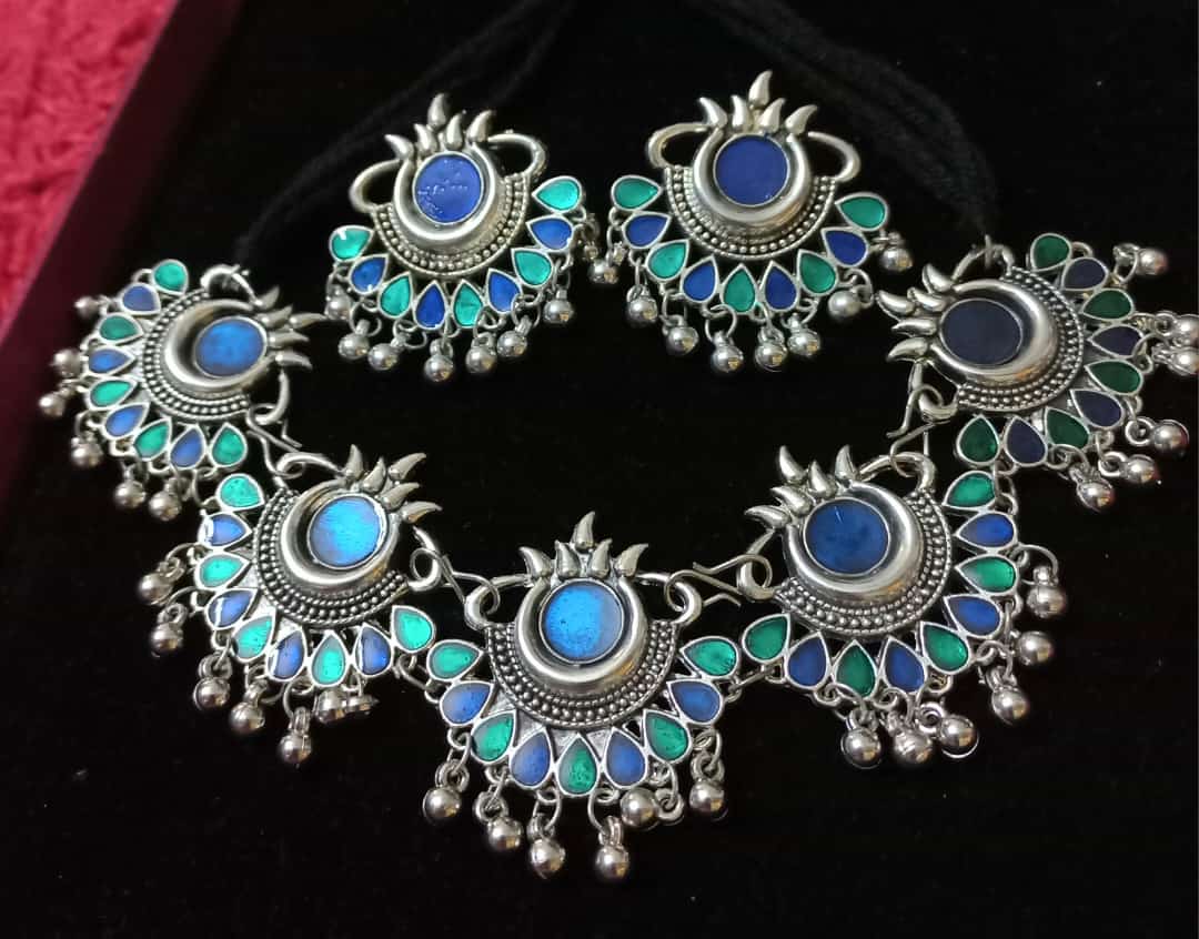 Beautiful Oxidised Afgani Necklace Set