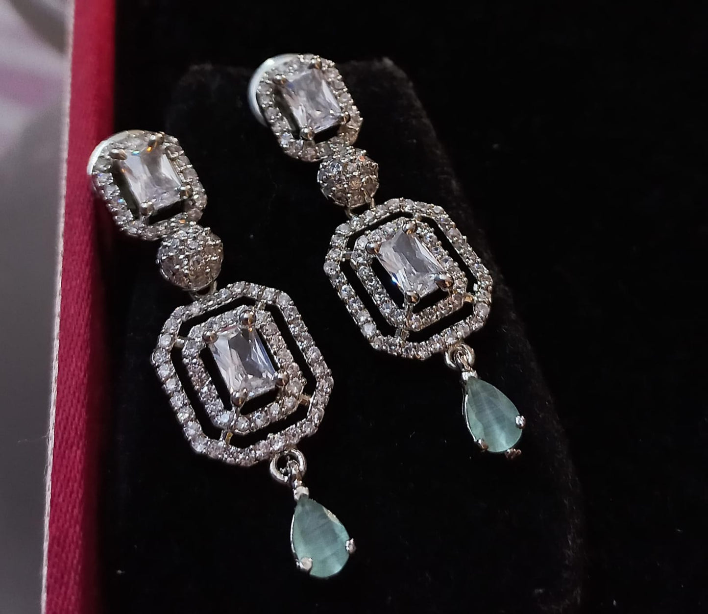 Beautiful CZ Doublet Pattern Earrings