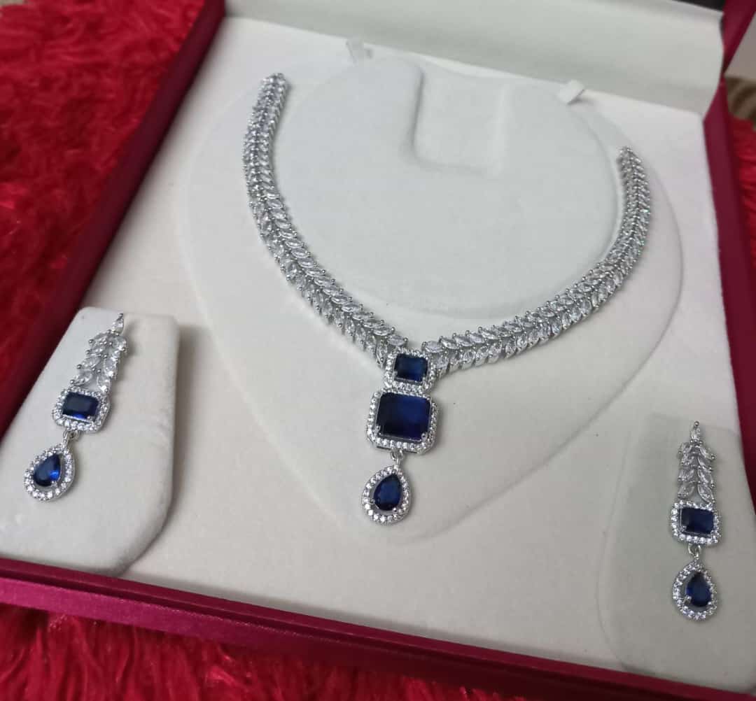 Beautiful CZ Single Line Necklace Set