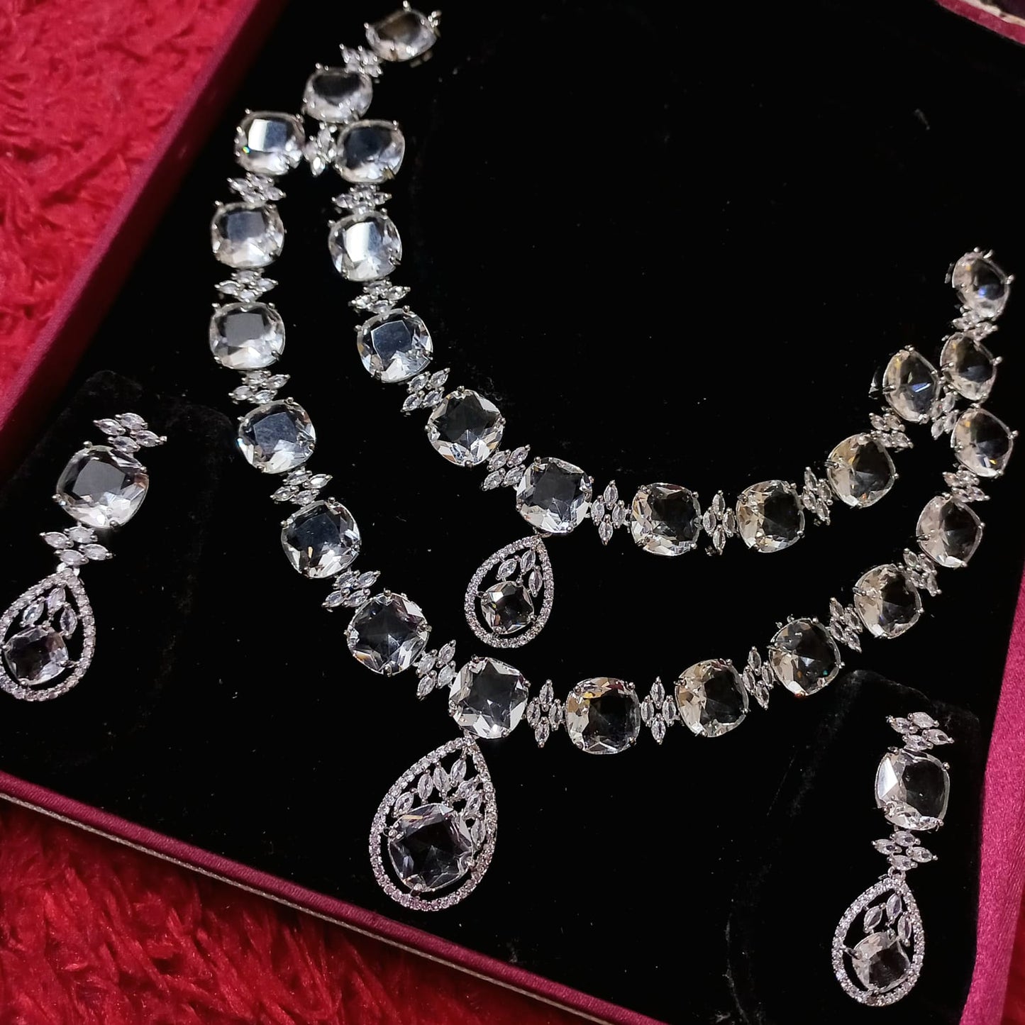 Premium Quality CZ Double Layer Necklace Set