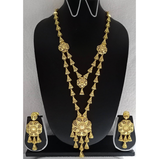 Double Layer Latest Gold Plated Jewellery Set