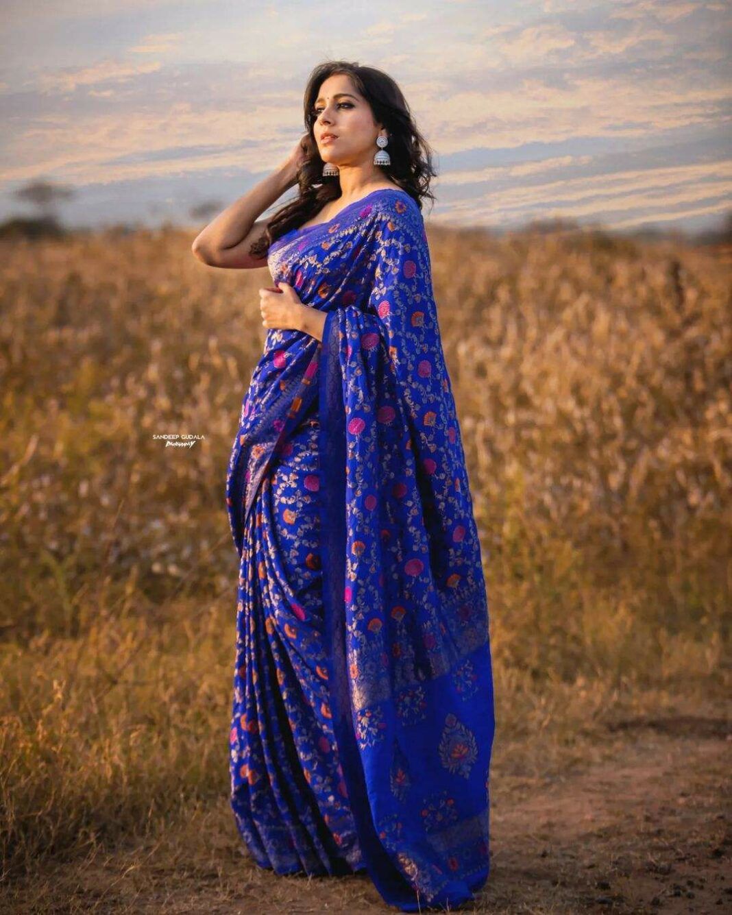 Royal Blue Soft Lichi Silk Banarsi Saree