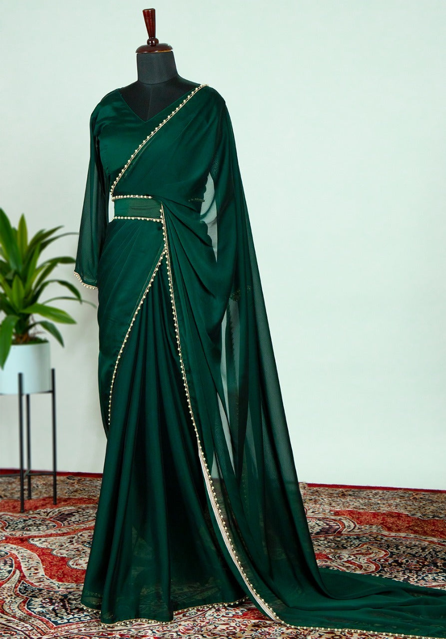 Soft Silk Plain Sea Green Saree | Kankatala