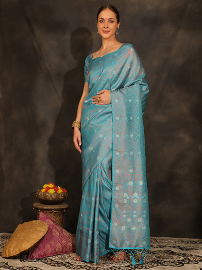 Soft Banarsi Silk Saree With Copper Zari Weaving