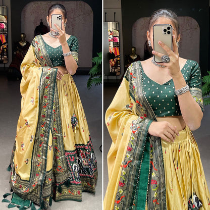 Dola Silk Patola Lehenga With Paithni Print and Foil Print