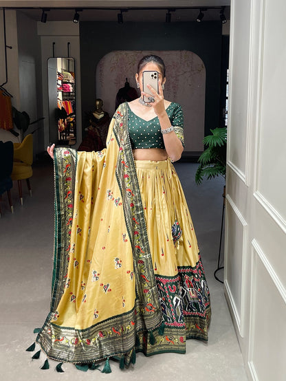 Dola Silk Patola Lehenga With Paithni Print and Foil Print