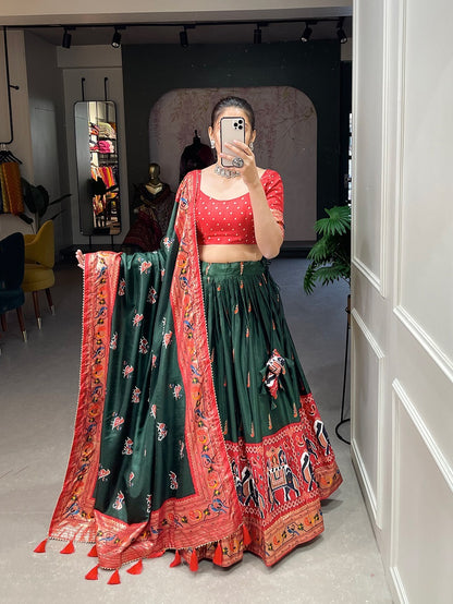 Dola Silk Patola Lehenga With Paithni Print and Foil Print