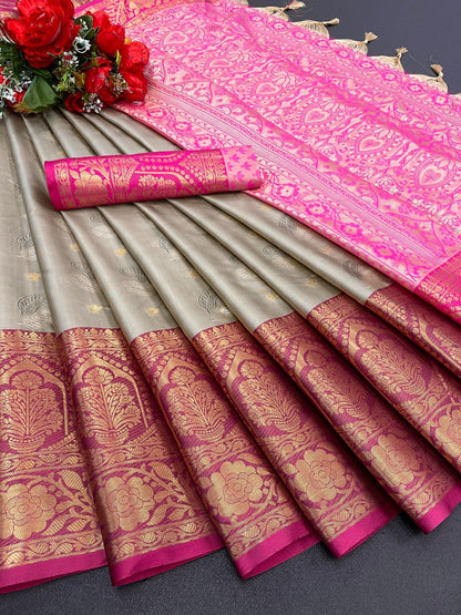 Mercerised Cotton Silk Saree With Exclusive Zari Border Design