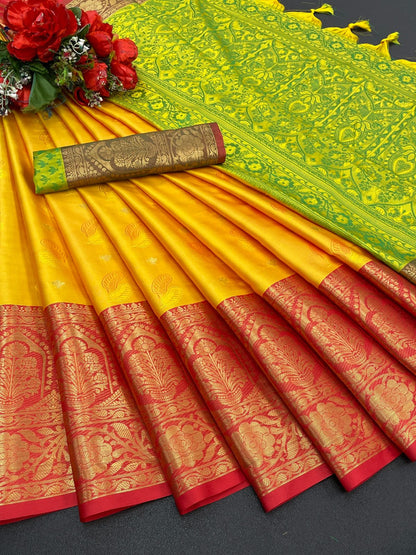 Mercerised Cotton Silk Saree With Exclusive Zari Border Design