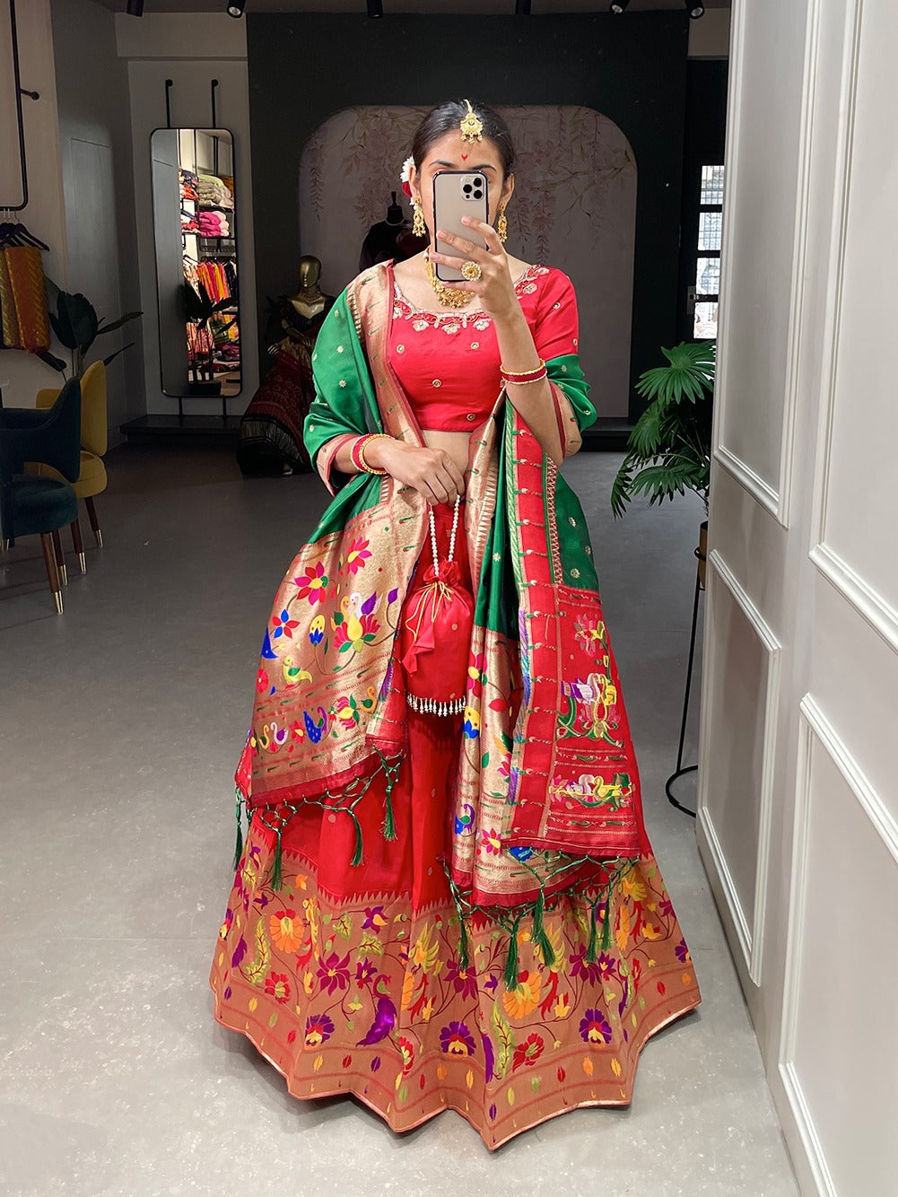 Buy Designer Paithani Silk Jacquard Zari Weaving Work Lehenga With Hand  Work Blouse South Indian Lehenga Party Wear Lehenga Banarasi Lehenga Online  in India - Etsy
