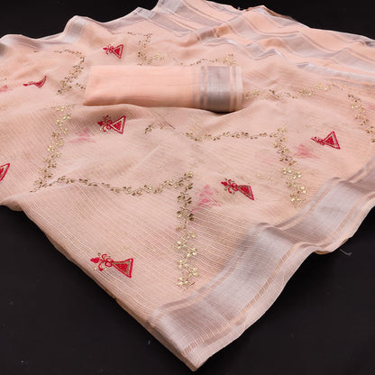 Kota Doriya Cotton Saree With fully Embroidery Work