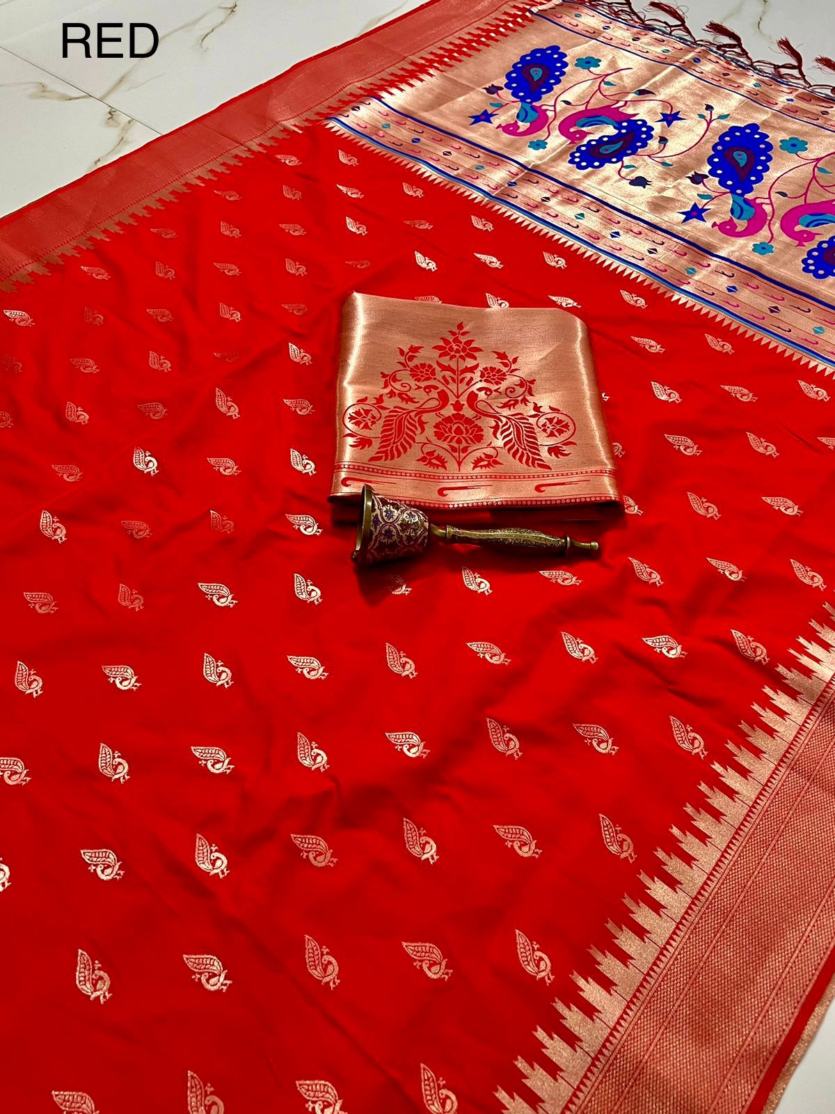 Soft Kanchivaram Paithani Silk Saree With Temple Border and Minakari Zari Work