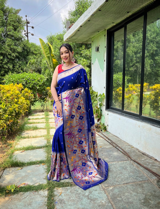 Soft Paithani Silk Saree With Beautiful Traditional Border