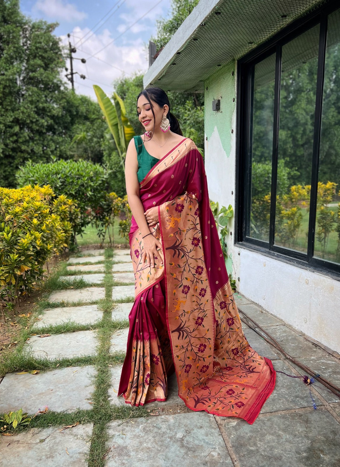 Soft Paithani Silk Saree With Beautiful Traditional Border