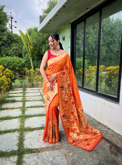 Soft Paithani Silk Saree With Beautiful Traditional Border