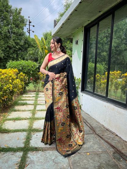 Soft Paithani Silk Saree With Beautiful Traditional Border