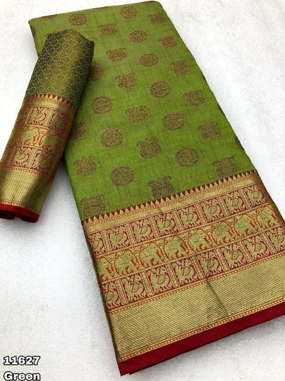 Soft Cotton Silk Saree With Beautiful Contrast Border Weaved