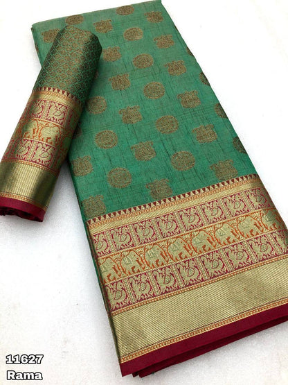 Soft Cotton Silk Saree With Beautiful Contrast Border Weaved