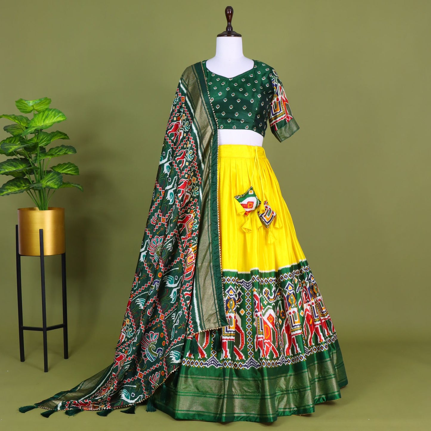 Dola Silk Lehenga With Patola and Paithni Print With Foil Work