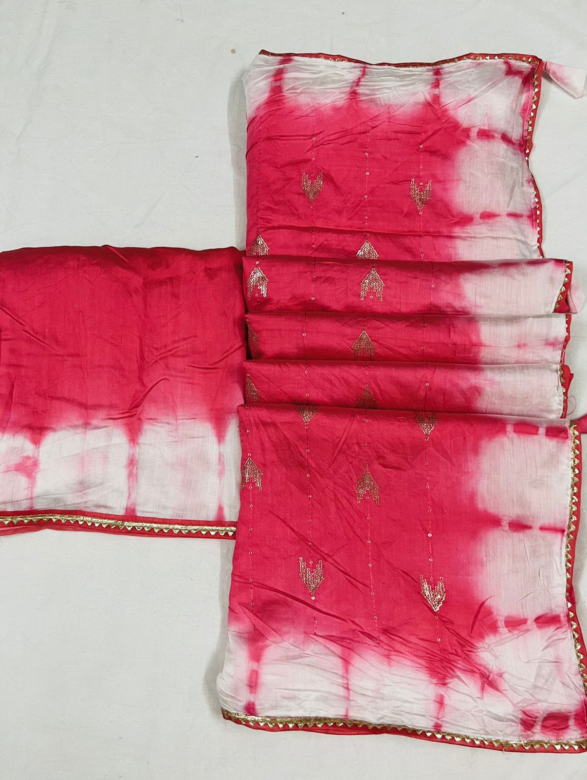 Soft Cotton Saree With Sequence Dhaga Lakhnawi Fininshing