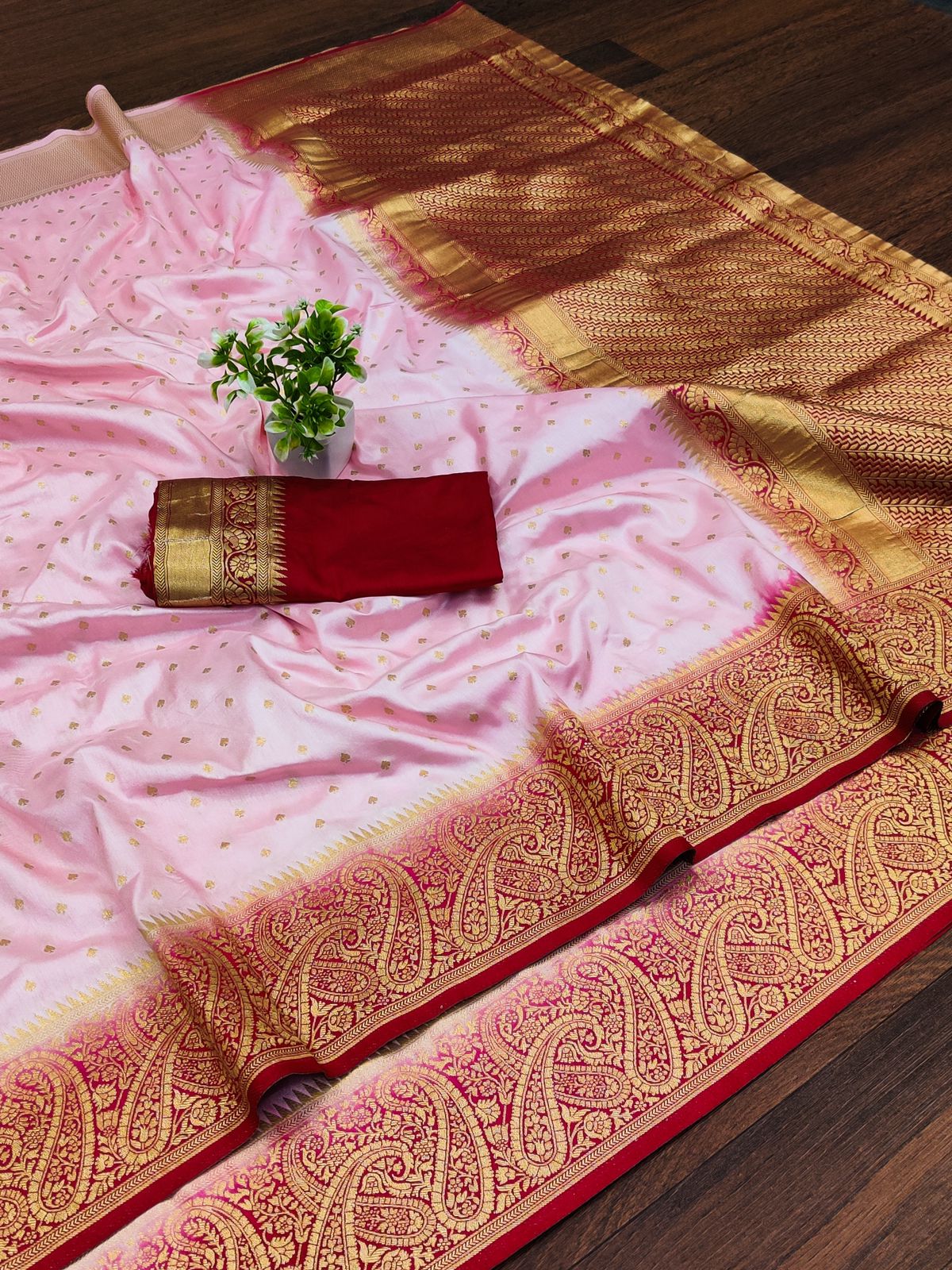 Dola Silk Saree With Mina Zari Work and Rich Pallu