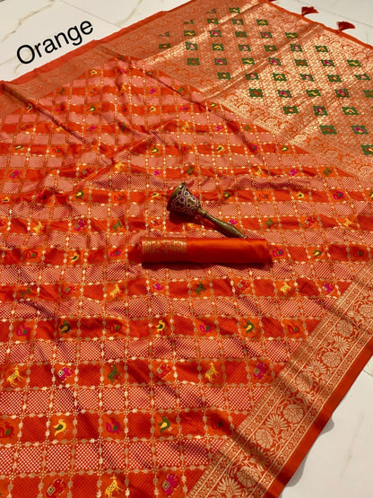 Heavy Patola Silk Saree With Minakari Zari Work