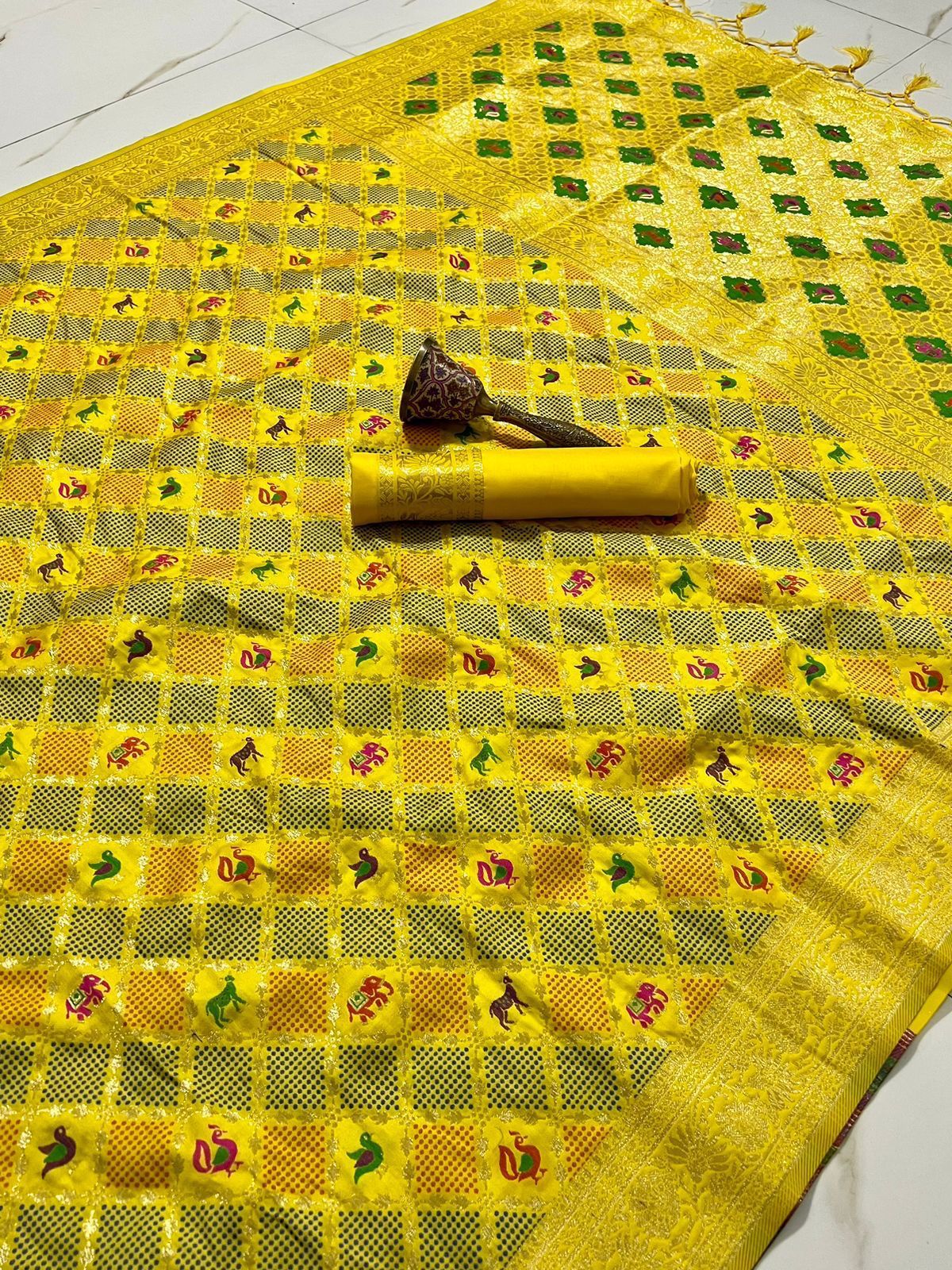 Heavy Patola Silk Saree With Minakari Zari Work