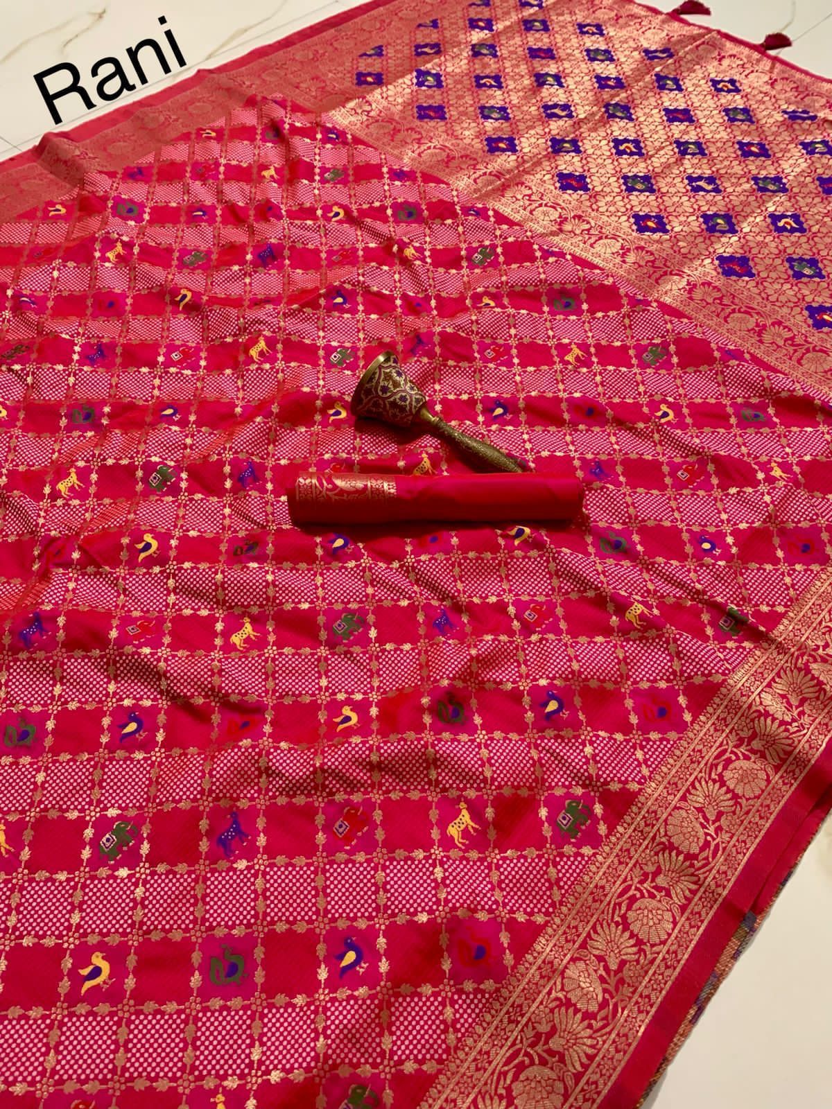 Heavy Patola Silk Saree With Minakari Zari Work