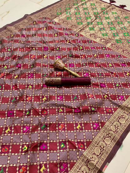 Heavy Patola Silk Saree With Minakari Zari Work