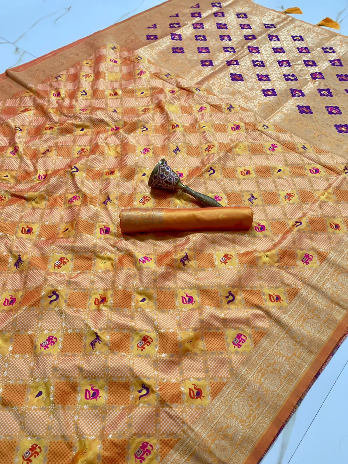 Heavy Patola Silk Saree With Minakari Zari Work