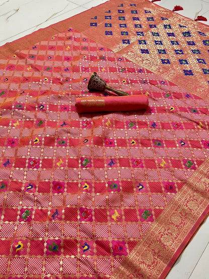 Heavy Patola Silk Saree With Minakari Zari Work