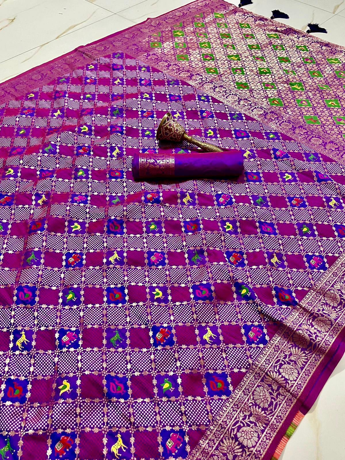 Heavy Patola Silk Saree With Minakari Zari Work