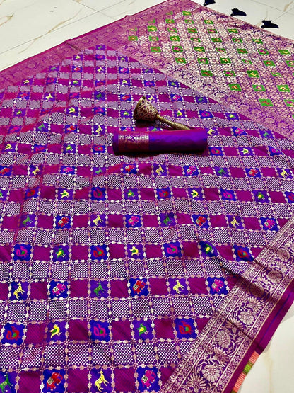 Heavy Patola Silk Saree With Minakari Zari Work