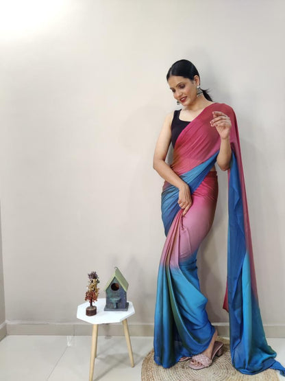 Soft Chiffon Ready to Wear Three Tone Shade Saree