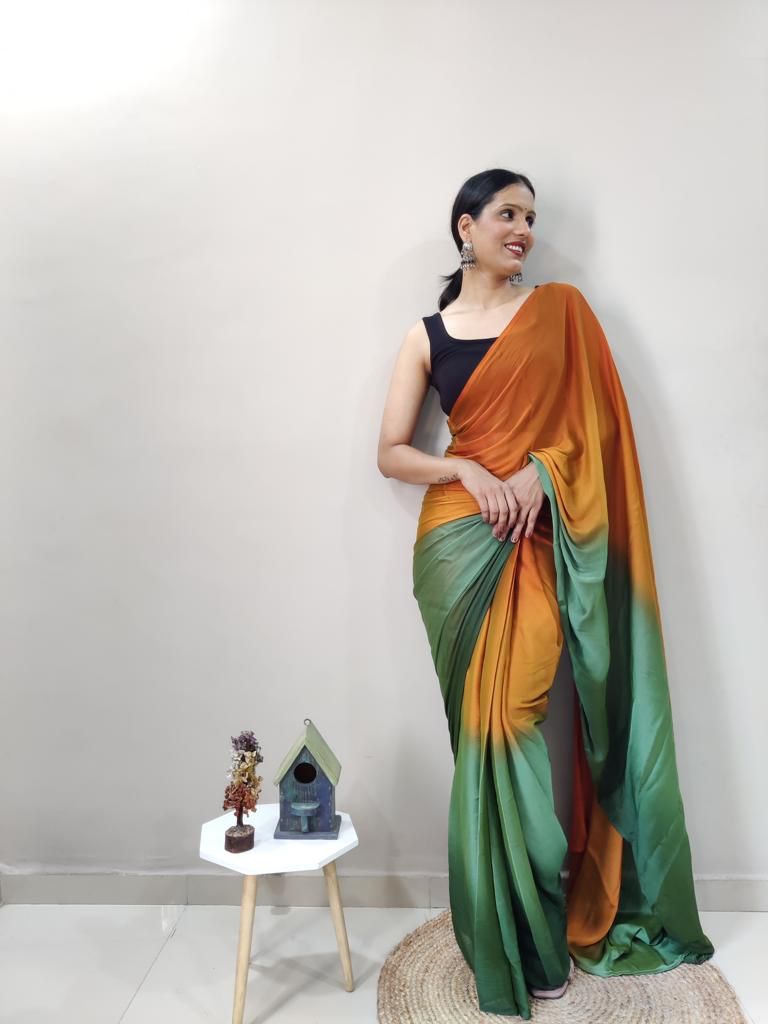 Soft Chiffon Ready to Wear Three Tone Shade Saree