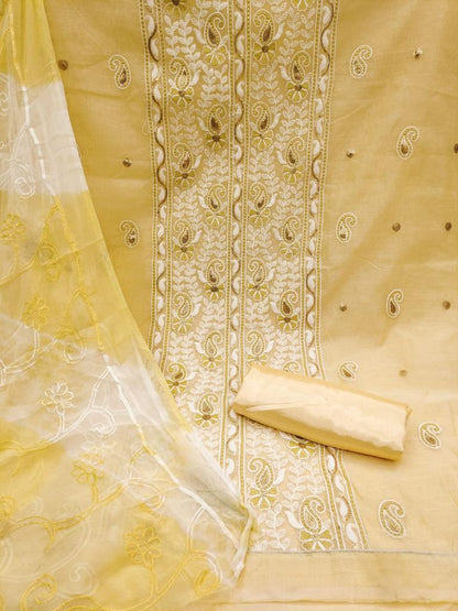 Chanderi Multi Thread Work Suit With Nazeen Work