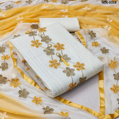 Cotton Aari Suit With Katha Work and Nazmin Duppatta