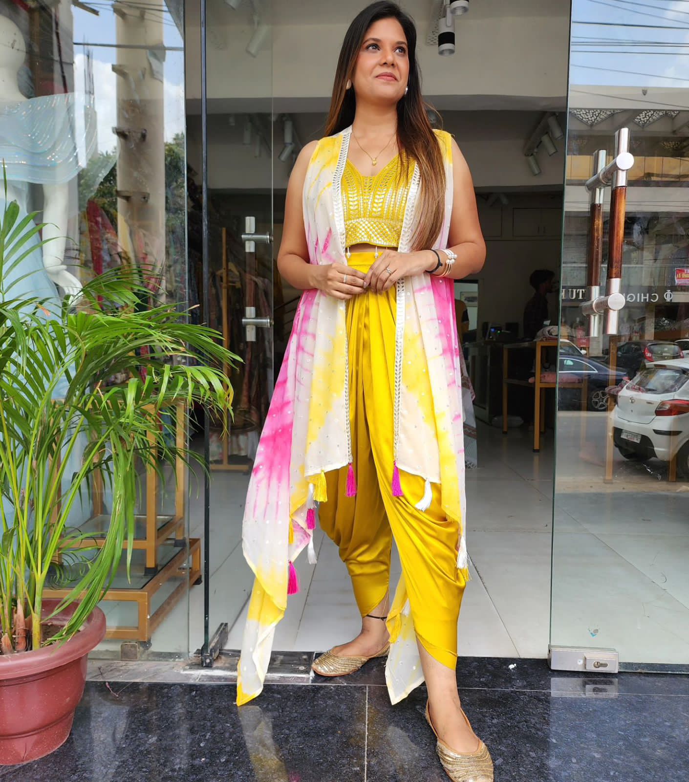 Yellow Designer Party Wear Dhoti Salwar Set
