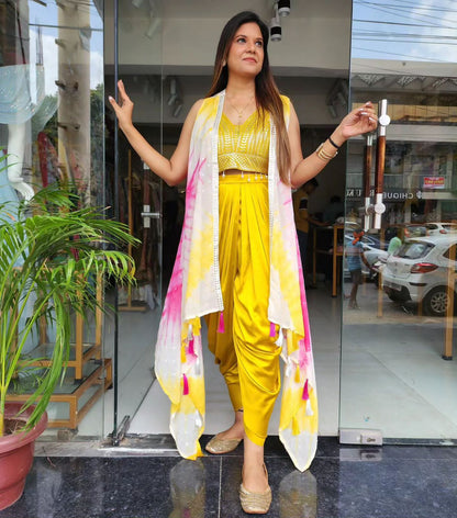 Yellow Designer Party Wear Dhoti Salwar Set