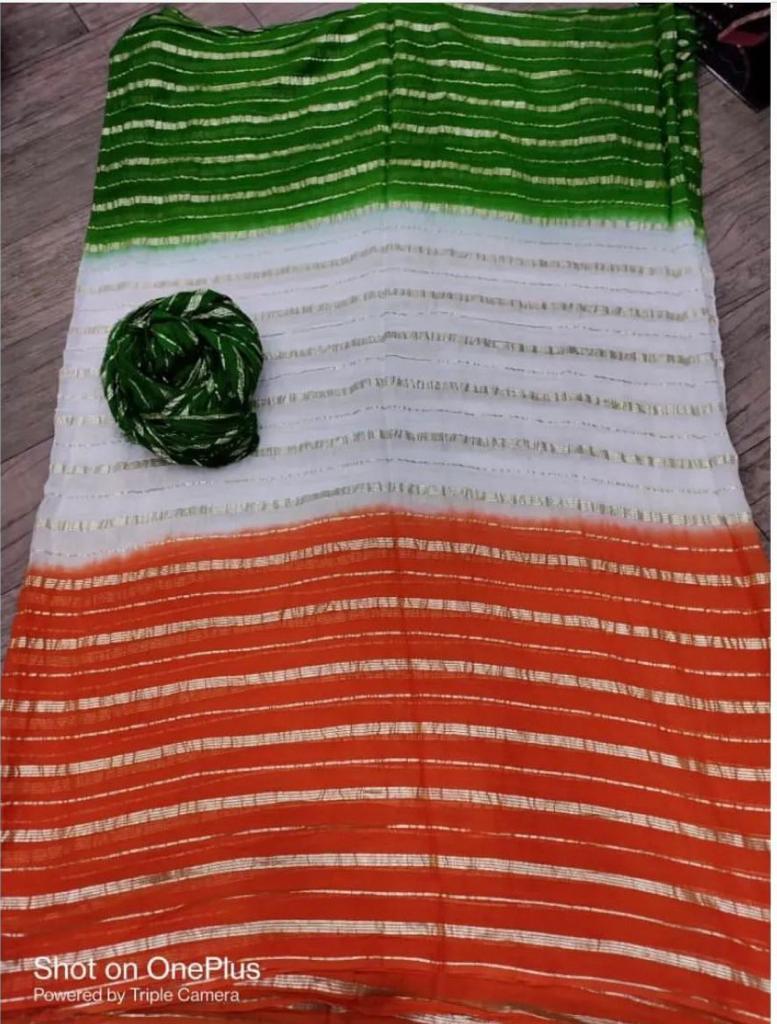 Soft Georgette Tiranga Saree With Tie and Die