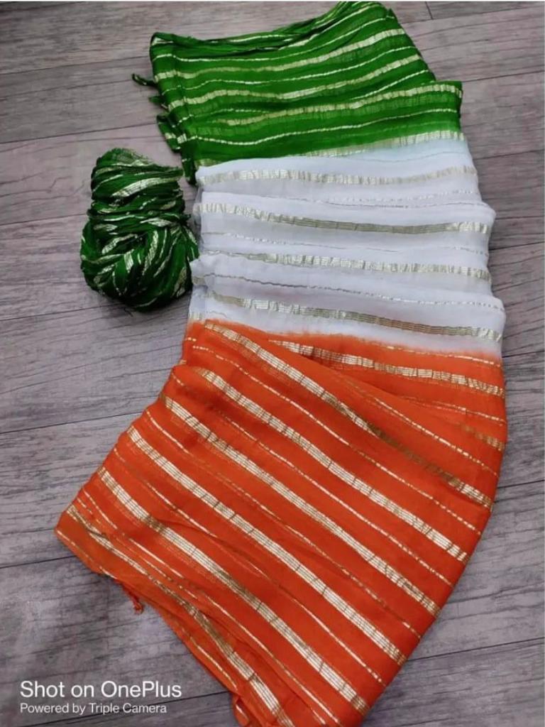 Soft Georgette Tiranga Saree With Tie and Die