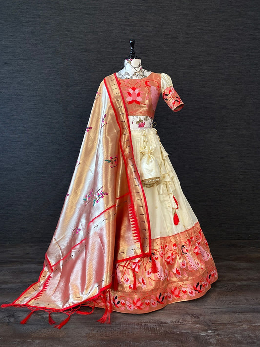 Soft Silk Paithani Lehanga With Zari Weaving