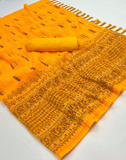 Soft Fox Georgette Saree with Beautiful Printed And Foil Work Crush