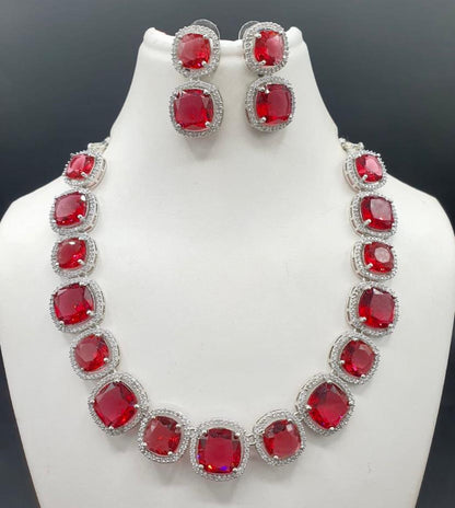 Beautiful Sarwosiki CZ Necklace Set With Earrings